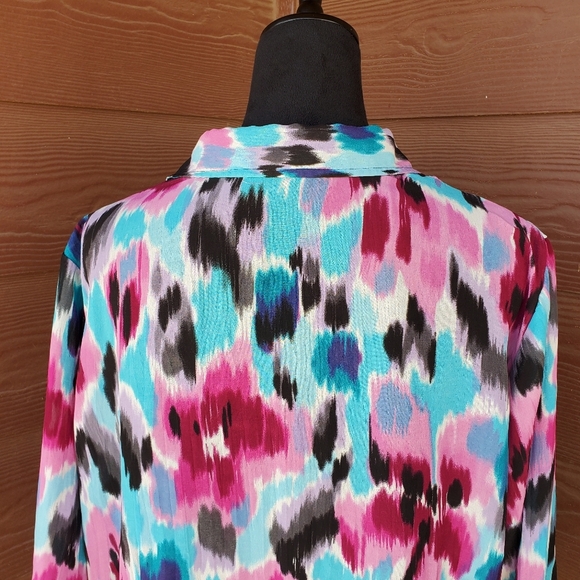 NY Collection Button Down Flowy Watercolor Floral Blouse Size XL EUC - Picture 14 of 14